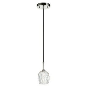 1 Bulb Ceiling Pendant Light Fitting Highly Polished Nickel LED G9 3.5W