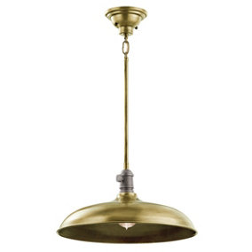 1 Bulb Ceiling Pendant Light Fitting Natural Brass LED E27 60W Bulb