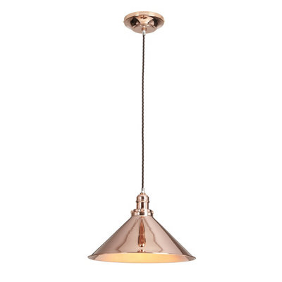 1 Bulb Ceiling Pendant Light Fitting Polished Copper LED E27 100W Bulb