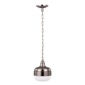 1 Bulb Ceiling Pendant Light Polished Nickel Finish Brushed Steel LED E27 75W