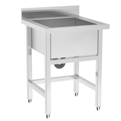 1 Compartment Commercial Floorstanding Stainless Steel Kitchen Sink Height 95 cm