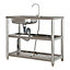 1 Compartment Commercial Floorstanding Stainless Steel Kitchen Sink with 2 Tier Shelf