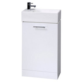 1 Door Cloakroom Vanity Basin Unit - 480mm - Gloss White