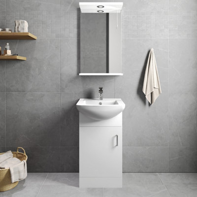 1 Door Vanity Basin Unit with Square Basin - 450mm - Gloss White