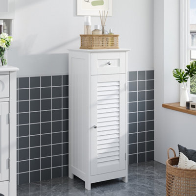 1-door White Shutter Freestanding Bathroom Sideborad Cabinet with Drawer W 320 x D 300 x H 870 mm