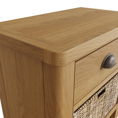 1 Drawer 1 Basket Unit - Pine/Plywood/MDF - L50 x W30 x H50 cm - Rustic Oak /Wicker - 4