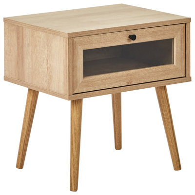 1 Drawer Bedside Table ALBANY Light Brown