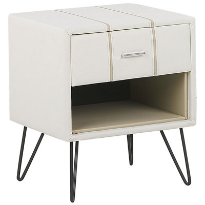 1 Drawer Bedside Table BETIN Faux Leather White