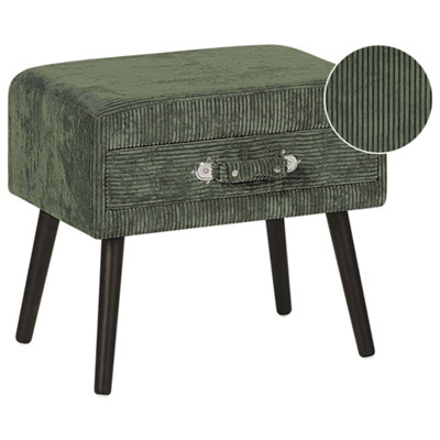 1 Drawer Bedside Table EUROSTAR Corduroy Dark Green