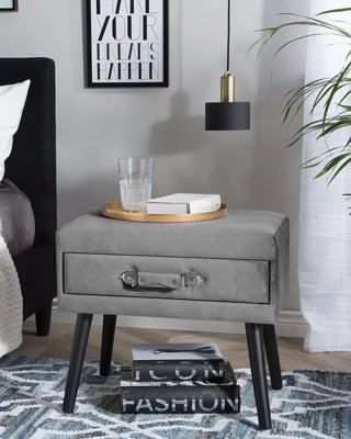 1 Drawer Bedside Table EUROSTAR Velvet Grey