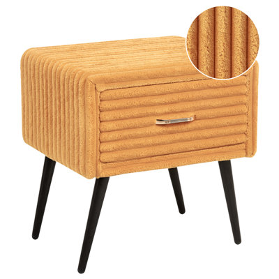 1 Drawer Bedside Table FLAYAT Corduroy Orange