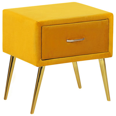 1 Drawer Bedside Table FLAYAT Velvet Mustard