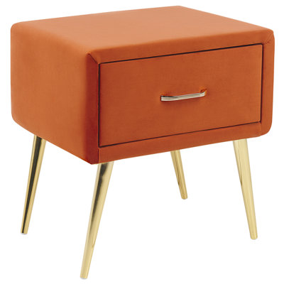 1 Drawer Bedside Table FLAYAT Velvet Orange