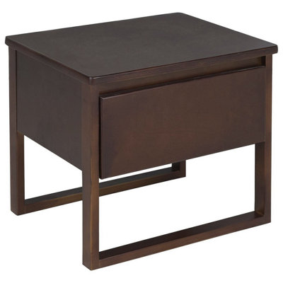 1 Drawer Bedside Table GIULIA Pine Wood Dark Brown