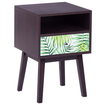 1 Drawer Bedside Table RODES Dark Brown