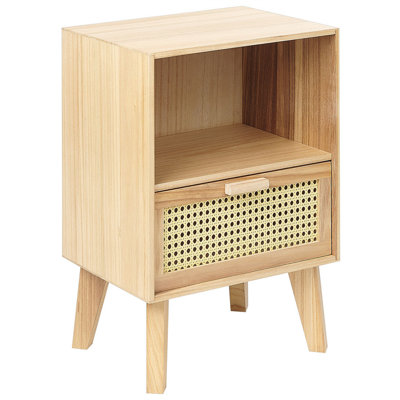 1 Drawer Bedside Table SENEY Paulownia Wood Light Brown
