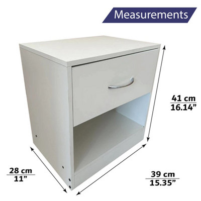 1 Drawer Bedside Table White (Set of 2)