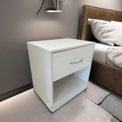 1 Drawer Bedside Table White (Set of 2)