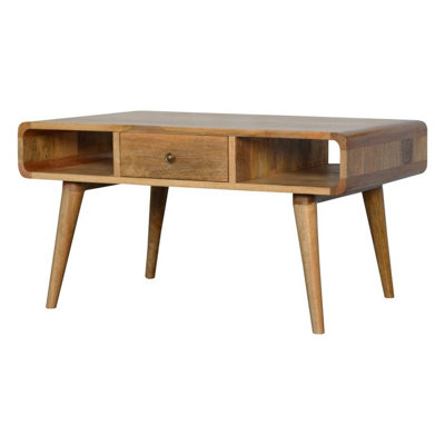 1 Drawer Curved Oak-ish Coffee Table