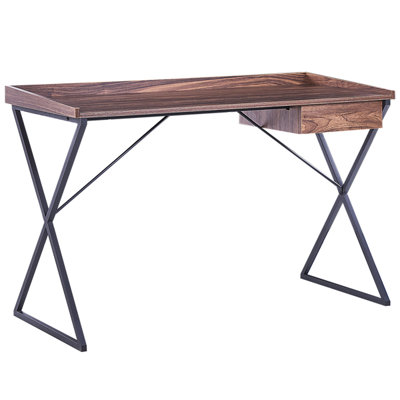 1 Drawer Home Office Desk 120 x 54 cm Dark Wood with Black NOXON