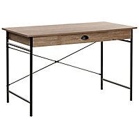 1 Drawer Home Office Desk 120 x 60 cm Dark Wood with Black CASCO