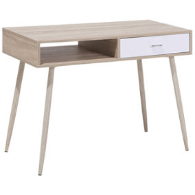 1 Drawer Home Office Desk with Shelf 100 x 48 cm Light Wood DEORA