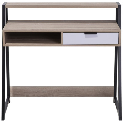 1 Drawer Home Office Desk with Shelves 100 x 50 cm Light Wood CALVIN