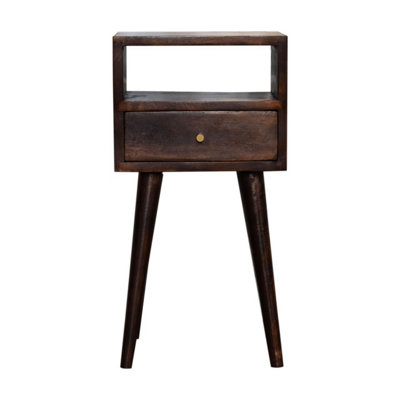 1 Drawer Mini Walnut Bedside With Open Slot