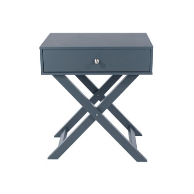 1 drawer petite X leg bedside cabinet - Options Blue