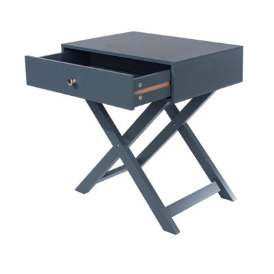 1 drawer petite X leg bedside cabinet - Options Blue