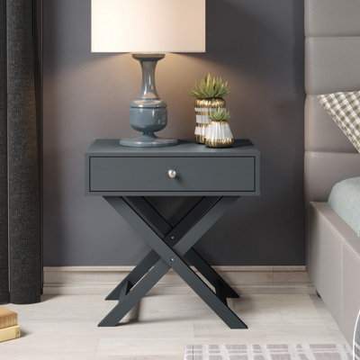1 drawer petite X leg bedside cabinet - Options Blue