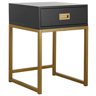 1 Drawer Side Table Black LARGO