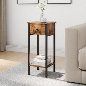 1 Drawer Side table Industrial End Table with Storage Shelf 70cm H x 30cm W x 30cm D