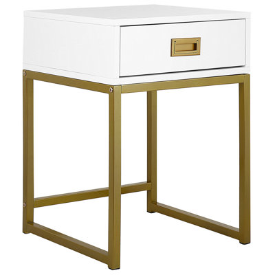 1 Drawer Side Table White LARGO