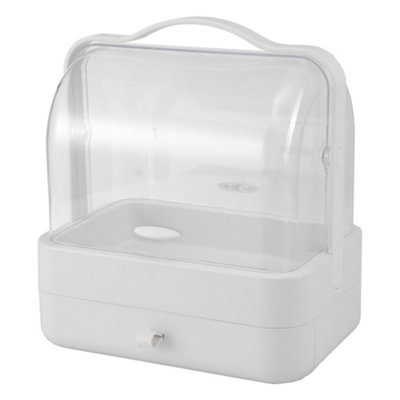 1 Drawer White Portable Dustproof Makeup Storage Box Beauty Cosmetic Organiser for Dresser - 3