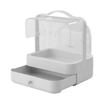 1 Drawer White Portable Dustproof Makeup Storage Box Beauty Cosmetic Organiser for Dresser - 4