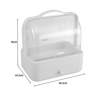 1 Drawer White Portable Dustproof Makeup Storage Box Beauty Cosmetic Organiser for Dresser - 5