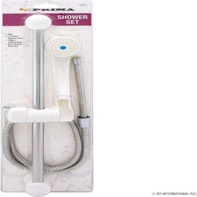 1 Function Bathroom Shower Set White Spray Head Hose Wall Bar Rail Abs Jet New