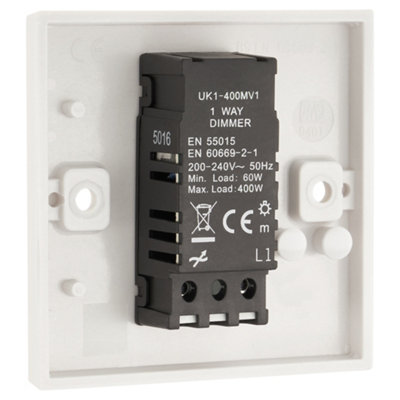 Deta 8629CH Slimline Screwless 1 Gang 250W Universal Dimmer With Multiway Dimming Chrome Box Of 5
