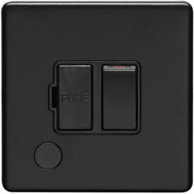 1 Gang 13A Switched Fuse Spur & Flex Outlet SCREWLESS MATT BLACK