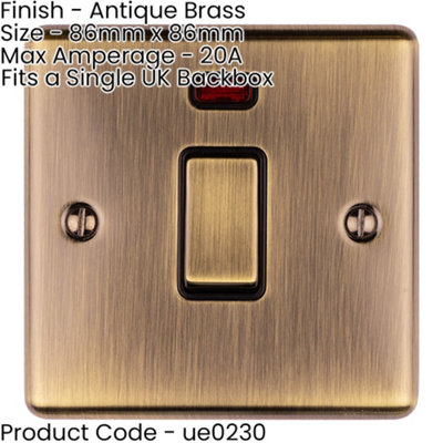 1 Gang 20A Single Light Switch & Neon - ANTIQUE BRASS & BLACK TRIM 2 ...