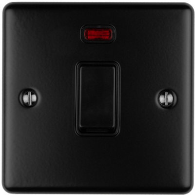 1 GANG 20A SINGLE LIGHT SWITCH & NEON - MATT BLACK & BLACK TRIM 2 WAY ...