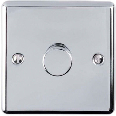 1 Gang 400W 2 Way Rotary Dimmer Switch CHROME Light Dimming Wall Plate