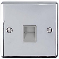 1 Gang BT Extension Telephone Wall Socket CHROME & GREY Secondary Outlet