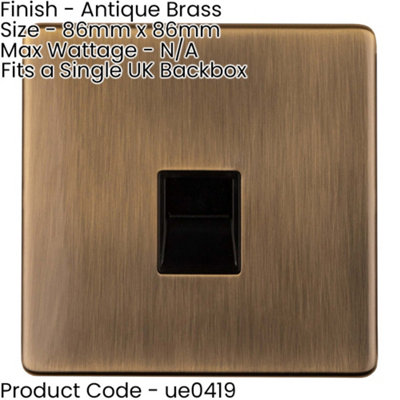 1 Gang Extension Telephone Wall Socket SCREWLESS ANTIQUE BRASS Secondary