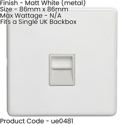 1 Gang Extension Telephone Wall Socket SCREWLESS MATT WHITE Secondary