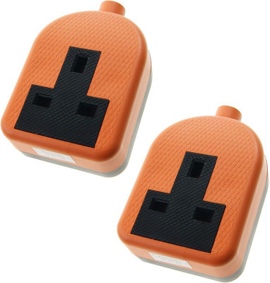 1 Gang High Impact Trailing Extension Socket, without Plug and Cable, 13A, Orange - 2 Pack