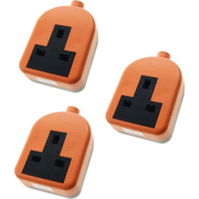 1 Gang High Impact Trailing Extension Socket, without Plug and Cable, 13A, Orange - 3 Pack