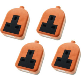 1 Gang High Impact Trailing Extension Socket, without Plug and Cable, 13A, Orange - 4 Pack