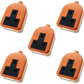 1 Gang High Impact Trailing Extension Socket, without Plug and Cable, 13A, Orange - 5 Pack